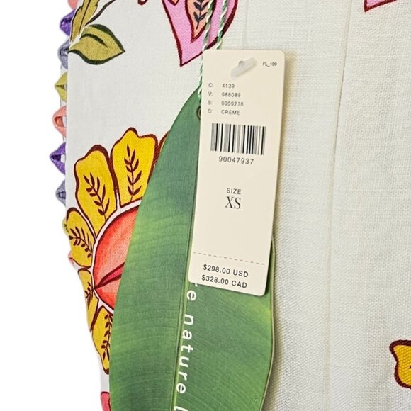 Farm Rio Floral V-Neck Sleeveless Linen Maxi Dress, Boho, Wedding Guest, XS - Picture 4 of 11